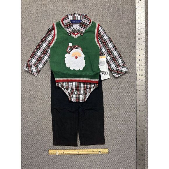 NEW BNWT Bonnie‎ Jean/Matt's Scooter Boys Outfit Clothes Santa Xmas Size 12M - Picture 2 of 6
